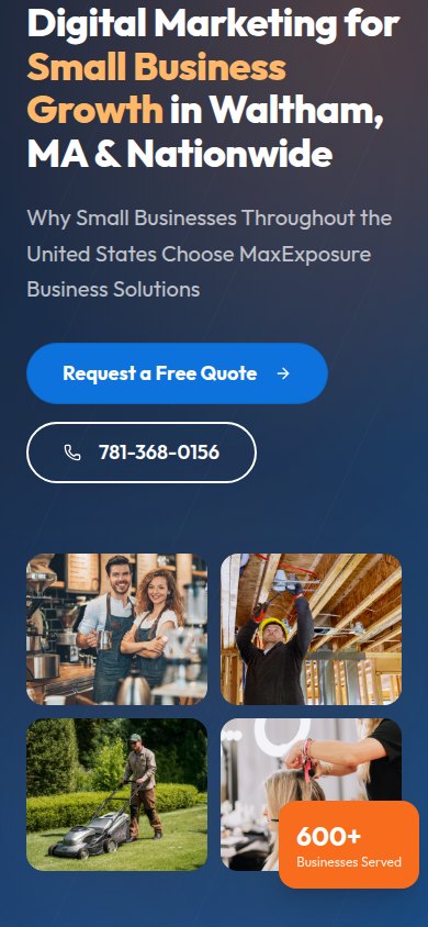 Mobile website layout demonstrating tap-friendly buttons