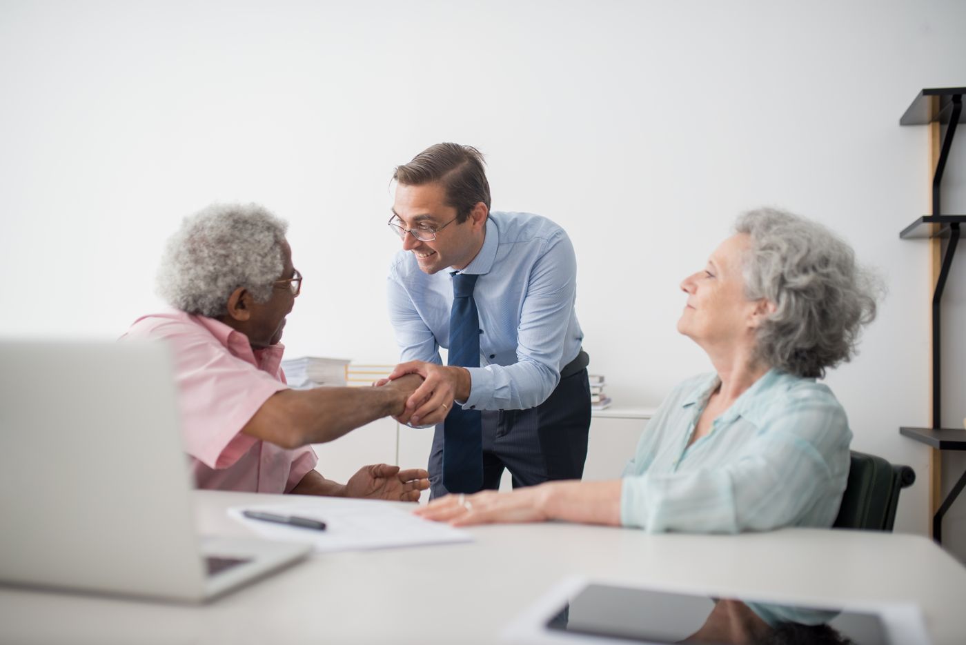 Small business advisors meeting with clients