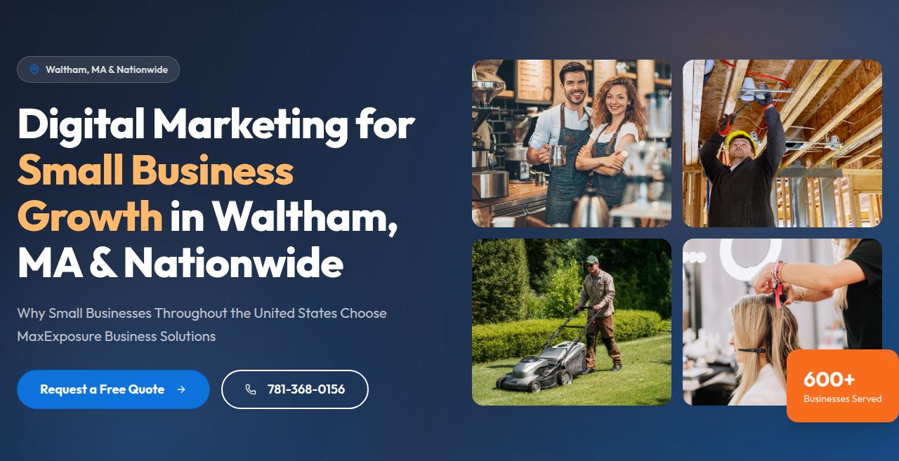 Website example of homepage messaging