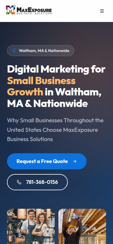 Mobile website layout demonstrating clear navigation