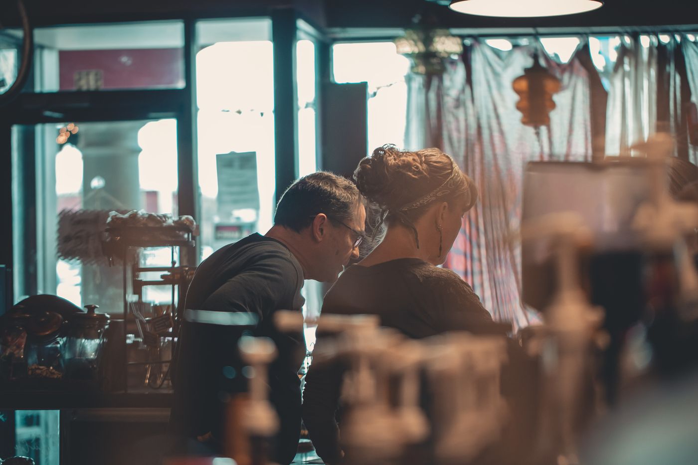 Cafe owner inside her cafe