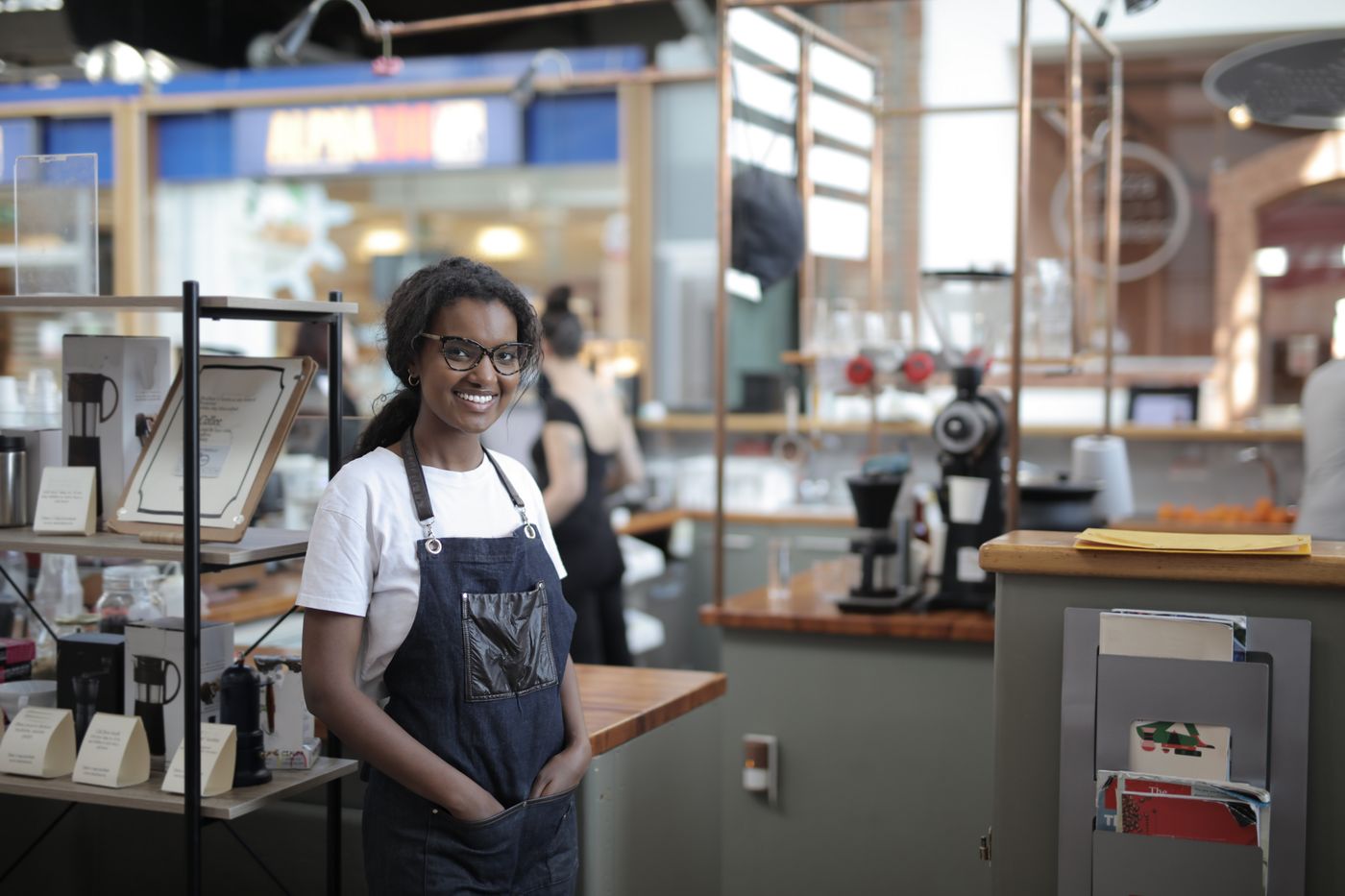 Shop owner in an apron