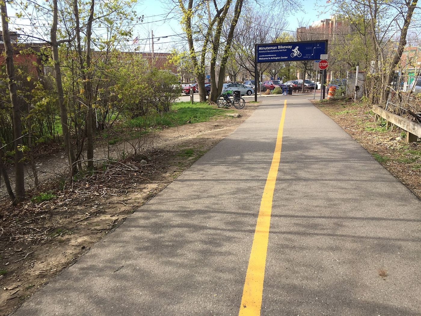 The Minuteman Bikeway in Arlington Center, Massachusetts
