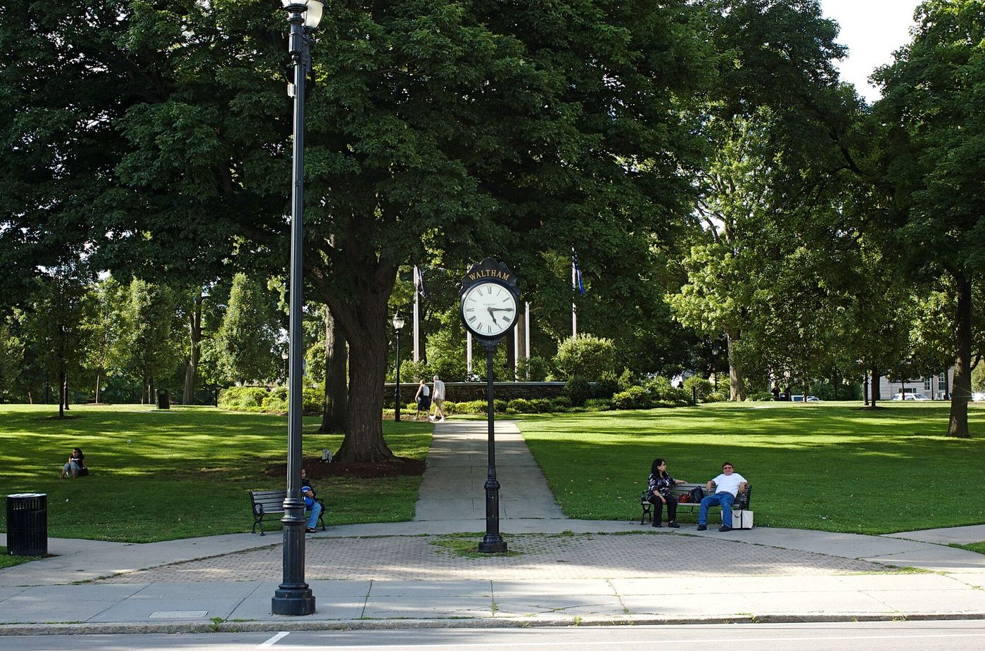Central Square in downtown Waltham, Massachusetts
